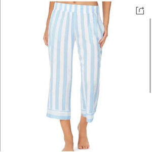 NWOT SHADY LADY STRIPED CROPPED PAJAMA PANTS SIZE MEDIUM BLUE/WHITE